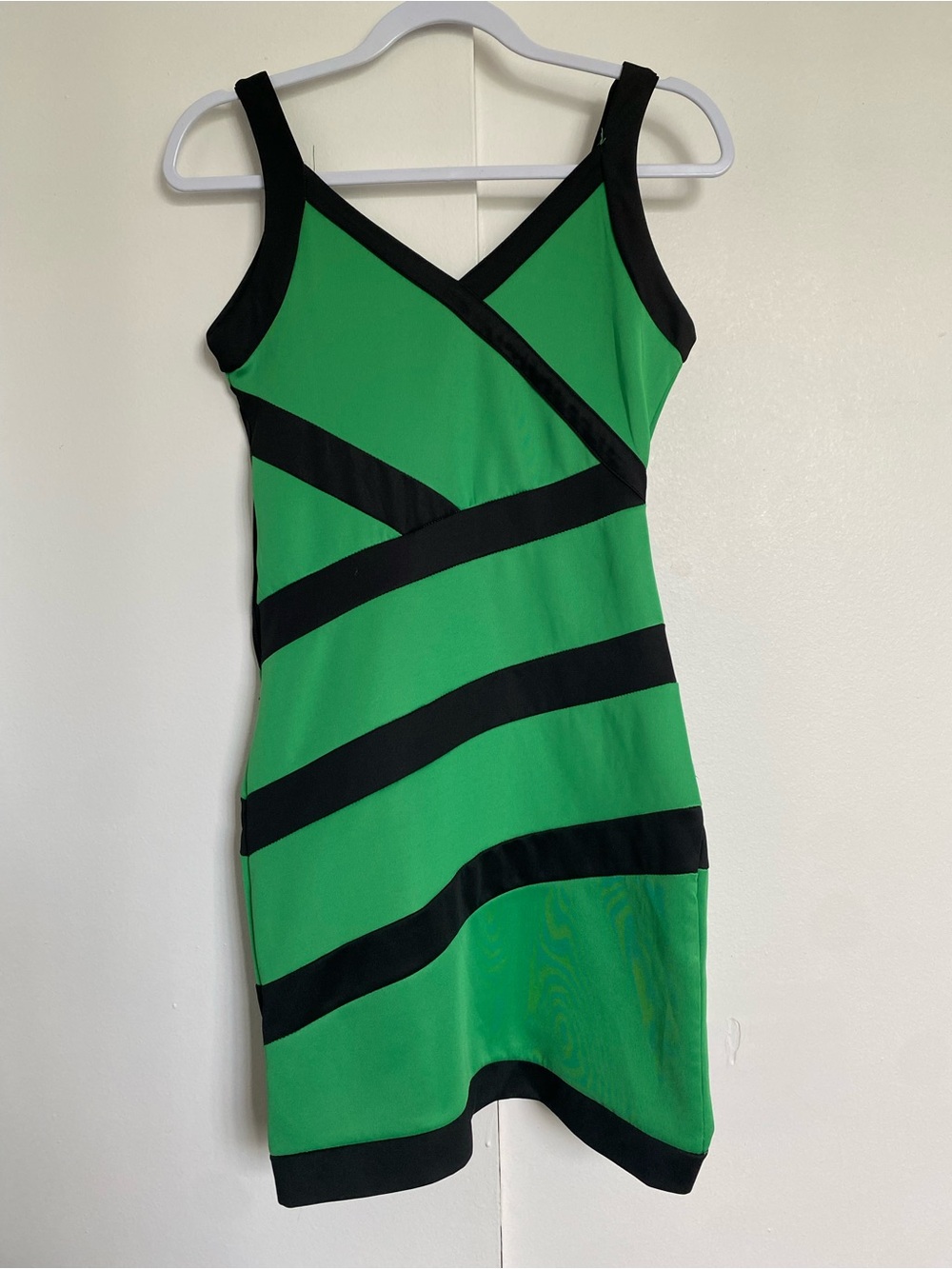 Y2K Green & Black Striped Bodycon Dress